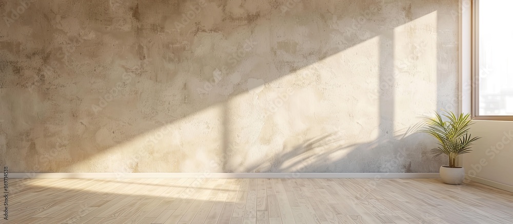 Aufkleber a room with a beige wall and no decoration, providing ample space for adding images or text.