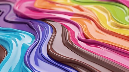 A colorful line of paint with a rainbow effect