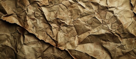 Old crumpled brown paper with a dirty texture, suitable as a background for design, with space for inserting images.
