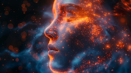 Abstract tech Biophysics human, Ai generate