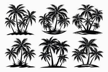 Obraz premium Palm Trees Silhouette tree Bundle Tropical Tranquility
