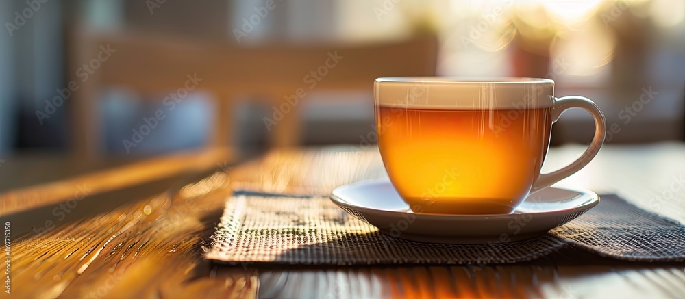 Poster Beverage in a cup with a copy space image on a table.