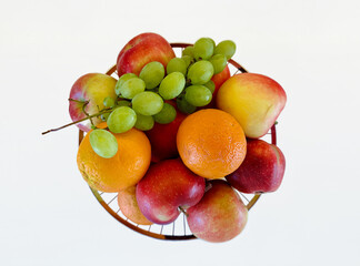 fruit basket with a variety of organic fruits.