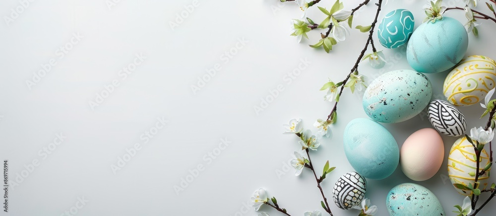 Poster easter decor displayed against a white backdrop with copy space image.