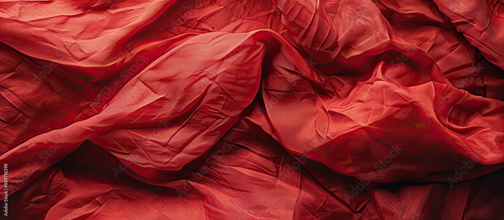 Leinwandbilder detailed close-up of crumpled red fabric texture with copy space image spot.