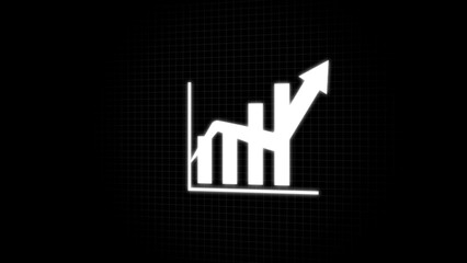Fototapeta premium Business graph icon animation on black background.growth concept