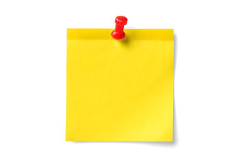 yellow note paper with push pin