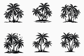 Fototapeta premium Silhouetted Palm Trees Collection tree Sunset Serenity
