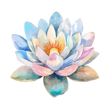 recommend clip art: Watercolor drawing of lotus flower, isolated on a white background, and lotus flower vector