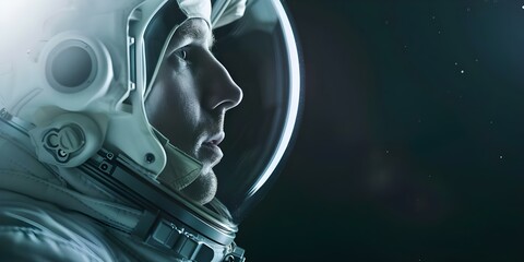 Astronaut in space suit embarks on mission to explore distant planet in solar system. Concept Exploring new worlds, Space travel, Astronaut mission, Solar system discovery