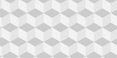 Abstract cube geometric tile and mosaic wall or grid backdrop hexagon technology wallpaper. white or gray geometric block cube structure. Vector geometric pattern grid backdrop triangle background.