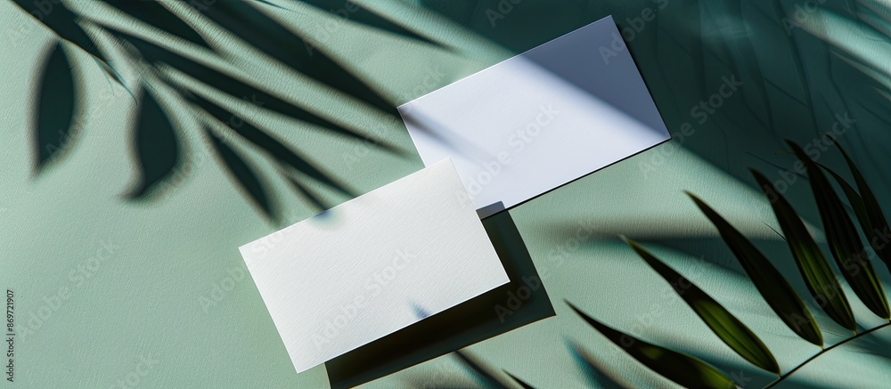 Poster a business card and postcard with gentle shadows, showcasing the copy space image.