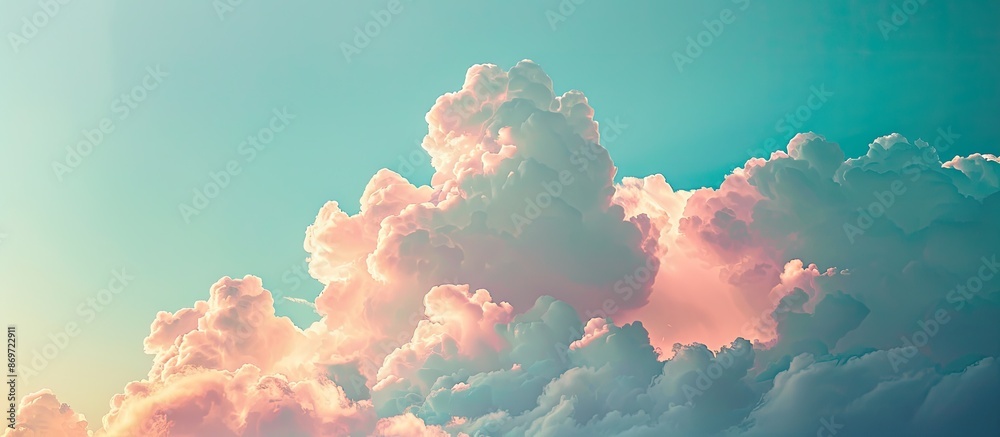 Poster vibrant clouds set against a soft blue sky with ample copy space image.