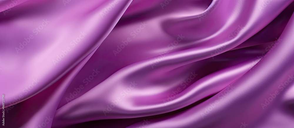 Poster Smooth silk fabric in elegant bright satin with waves creates a luxurious cloth texture. Ideal as an abstract background with a copy space image in a top view.