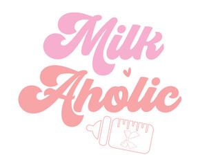 Milk Funny Baby Girl saying lettering retro handwriting pink coquette art on white background