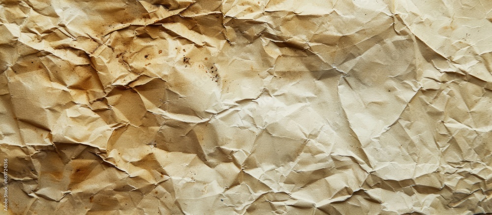 Aufkleber Texture background of aged, wrinkled paper with stains featuring copy space image.