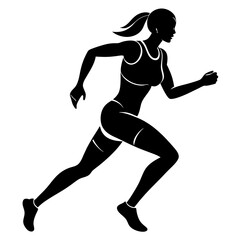 Runner athlete girl silhouette vector art illustration