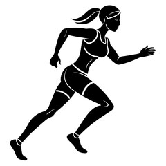 Runner athlete girl silhouette vector art illustration