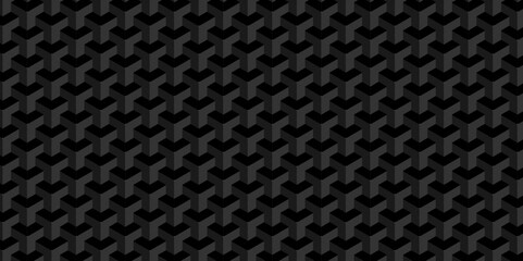 Abstract cube geometric tile and mosaic wall or grid backdrop hexagon technology. black or gray geometric block cube structure. Vector of cube geometric pattern grid backdrop triangle background.