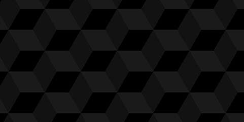 Obraz premium Abstract cube geometric tile and mosaic wall or grid backdrop hexagon technology. black or gray geometric block cube structure. Vector of cube geometric pattern grid backdrop triangle background.