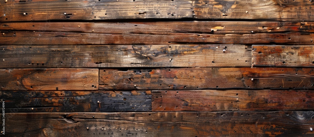Poster Rustic wooden planks creating a textured background with a grungy appearance, perfect for a copy space image.