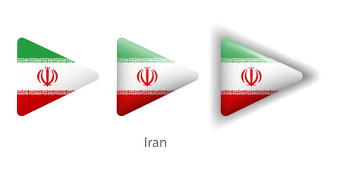 Iran flag vector icons set in the shape of rounded triangle
