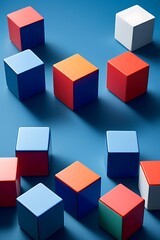 Obraz premium Abstract artwork featuring colorful cubes arranged in minimalist pattern.