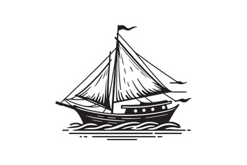 A vector silhouette of a boat.