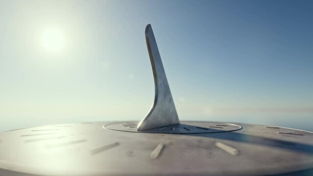 Sundial full day timelapse animation from morning to night, 3d render