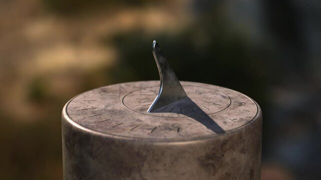 Sundial full day timelapse animation from morning to night, 3d render