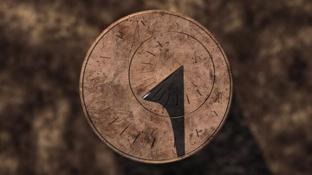 Sundial full day timelapse animation from morning to night, 3d render