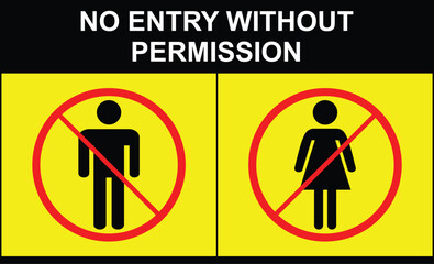 NO ENTRY WITHOUT PERMISSION SIGN VECTOR GRAPHICS.eps