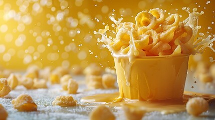 Vibrant Yellow Background Featuring Snack Pack with Eye-Catching Branding 