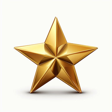 recommend clip art: Golden star, vector illustration, white background, 3D rendering