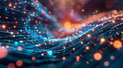 Abstract background with glowing waves and particles. Download this vibrant abstract background image featuring glowing waves and particles, perfect for technology, science, and design projects.