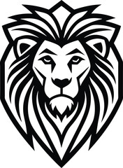 minimal lion head logo line art style black and white
