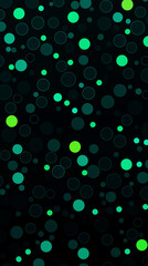 Green Dots Circles Spheres on Black Background, Abstract Image, Texture, Pattern Background, Wallpaper, Background, Cell Phone Cover and Screen, Smartphone, Computer, Laptop, 9:16 and 16:9 Format - PN