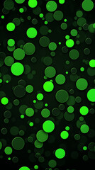 Green Dots Circles Spheres on Black Background, Abstract Image, Texture, Pattern Background, Wallpaper, Background, Cell Phone Cover and Screen, Smartphone, Computer, Laptop, 9:16 and 16:9 Format - PN