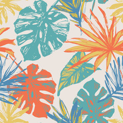 Abstract tropical leaves with grunge texture background © Tanya Syrytsyna