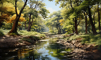 Naklejka premium River Flowing Through Forest