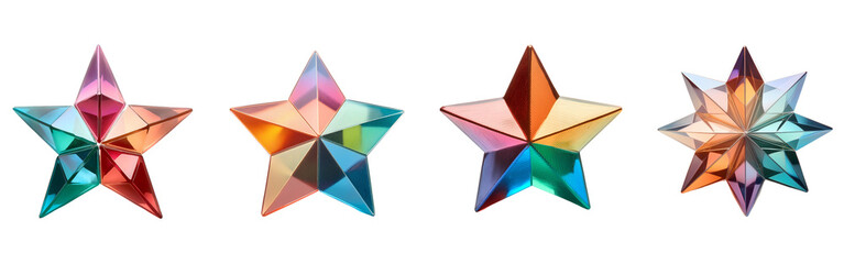 Four colorful stars are displayed in a row isolated