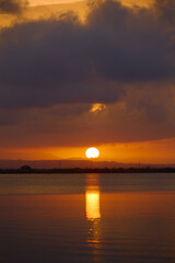 Wonderful sunset view on Albufera Lake in Spain