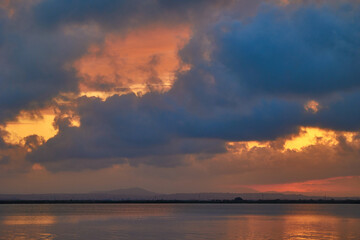 Wonderful sunset view on Albufera Lake in Spain