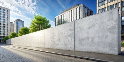 Blank concrete wall street with plaster mockup _ copy space _ street wall _ urban _ building