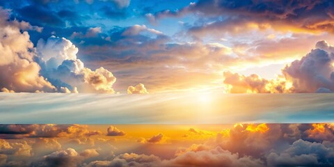 Fototapeta premium Blue Sky and White Clouds Copy Space Banner in Afternoon Sky