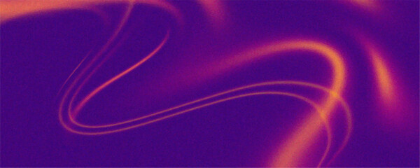 Abstract luxury design style glowing gold curved lines on dark purple background with lighting effect and sparkle. Concept merges fluidity of motion with vibrant purple dynamic waves in ethereal glow