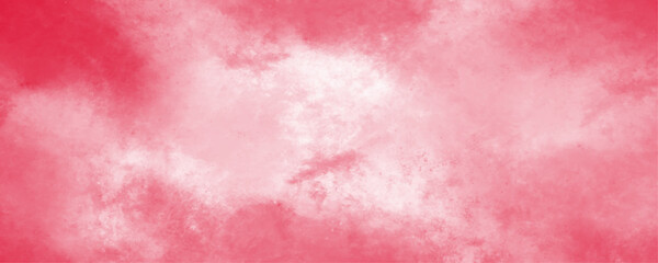 Pink sky with white clouds and blurred pattern background. Abstract watercolor red and white gradient background. Two-color gradient. Modern social media post background.