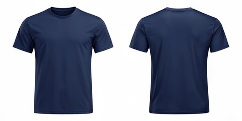 Clothing template blue T-shirt front and back, apparel design, fashion