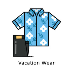 Vacation Wear vector  Filled outline Design illustration. Symbol on White background EPS 10 File
