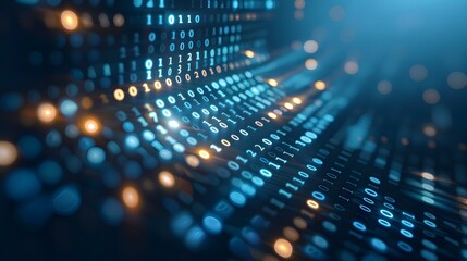 Futuristic Data Technology Backdrop with Binary Code and Digital Network